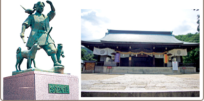 岡山駅前の桃太郎像　由緒ある吉備津彦神社